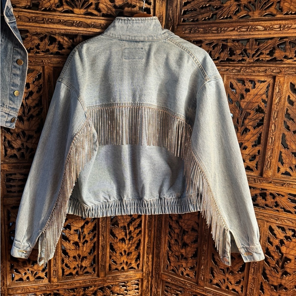 Super unique denim jacket with some be-dazzlement.